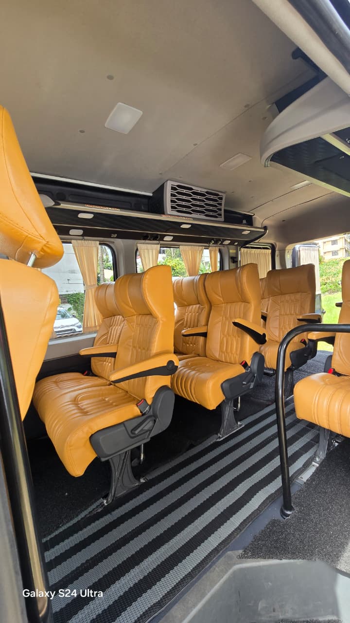 Force Urbania cabin with tan leather seats and a wide centre aisle